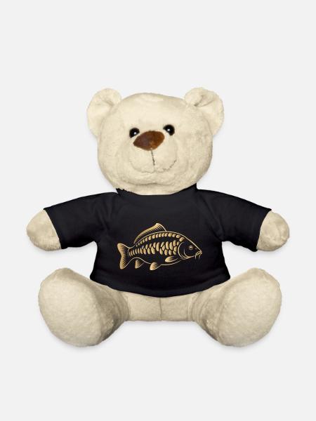 Carp Fish Minimalist Fishing Design - Teddy Bear - black