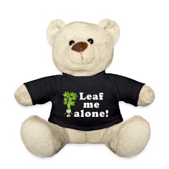 Leaf Me Alone Celery Pun Tee - Teddy Bear - black - Front
