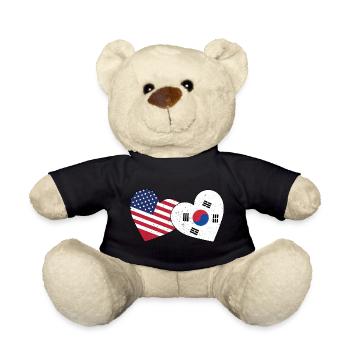 Corée du Sud et drapeau américain Coréen - Nounours - noir - Devant