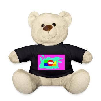 Néon en collage géométrique de blocs de couleur - Nounours - noir - Devant