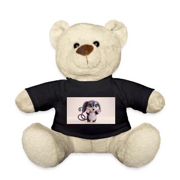 Surprised Cute Fluffy Creature with Big Green Eyes - Teddy - Schwarz - Vorne