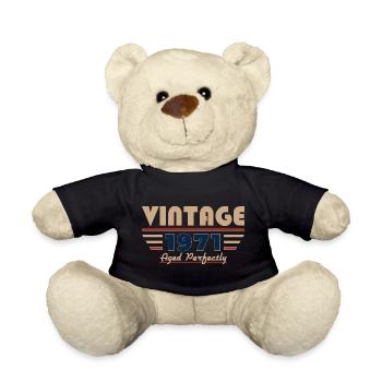 55. Geburtstag Geschenk Mann Vintage Jahrgang 1971 - Teddy - Schwarz - Vorne