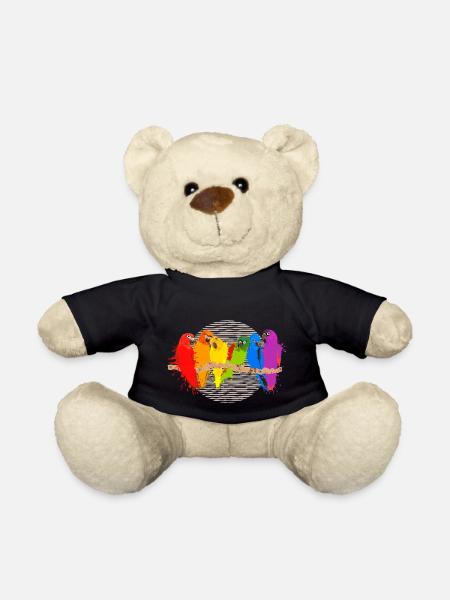Colorful Parrot Group - Color blobs on the circle - Teddy Bear - black