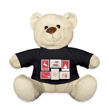Weihnachts Breifmarken | Geschenk Idee - Teddy - Schwarz - Vorne