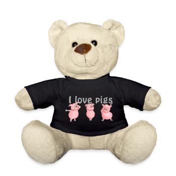 Schwein "I love pigs" - Teddy - Schwarz - Vorne