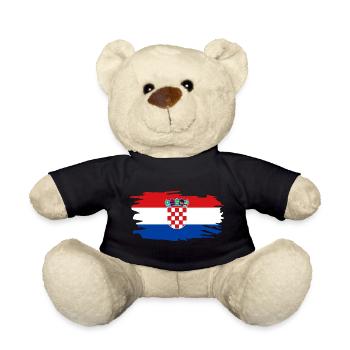 Croatia Flag Brush Vintage Adriatic Flag Coat of Arms - Teddy Bear - black - Front