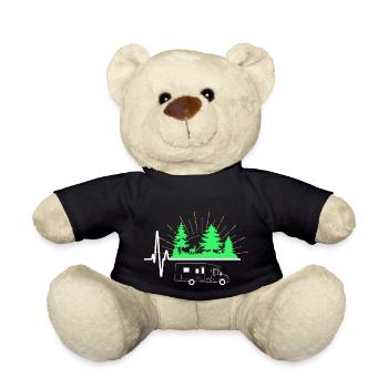 Motorhome Heartbeat ECG Camper Camping Funny G - Teddy Bear - black - Front
