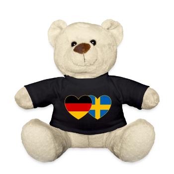 Deutschland Schweden Flagge Herz - Teddy - Schwarz - Vorne