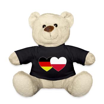 Deutschland Polen Flagge Herz - Teddy - Schwarz - Vorne