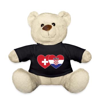 Schweiz Kroatien Flagge Herz - Teddy - Schwarz - Vorne