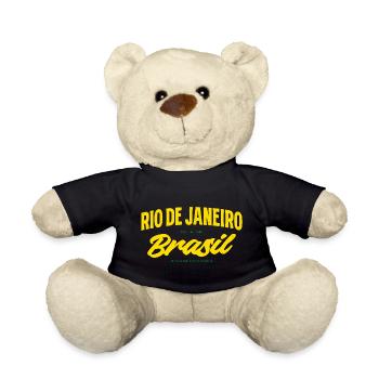 Rio de Janeiro Brasil Yellow Lettering - Teddy Bear - black - Front