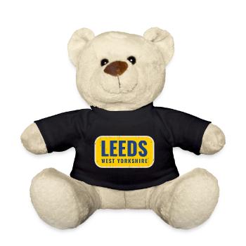 Leeds West Yorkshire Badge - Teddy Bear - black - Front