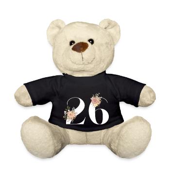 26th Anniversary Flowers (Gift of 26 years) - Teddy Bear - black - Front