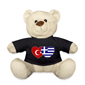Turkey Greece Flag Heart - Teddy Bear - black - Front