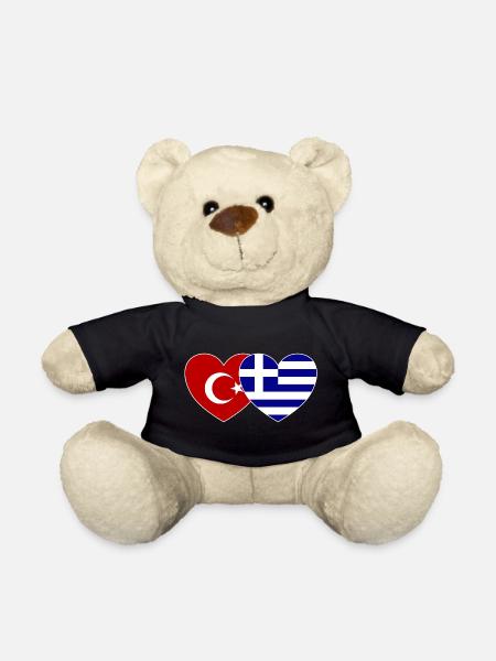 Türkei Griechenland Flagge Herz - Teddy - Schwarz