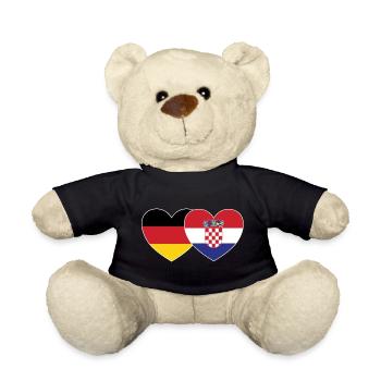 Allemagne Croatie Drapeau Cœur - Nounours - noir - Devant