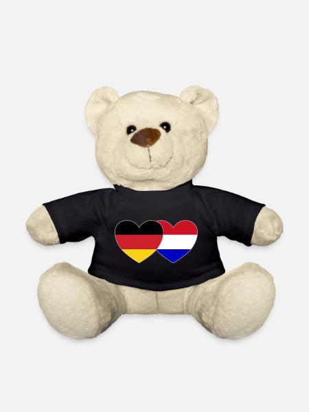 Deutschland Holland Flagge Herz - Teddy - Schwarz