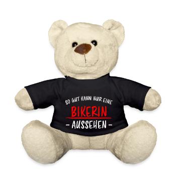Bikerin Lustiger Spruch Bike Fun Sprüche Geschenk - Teddy - Schwarz - Vorne