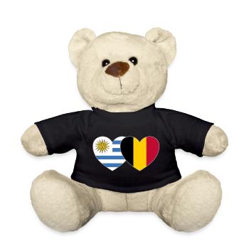 Uruguay Belgium Flag Heart - Teddy Bear - black - Front