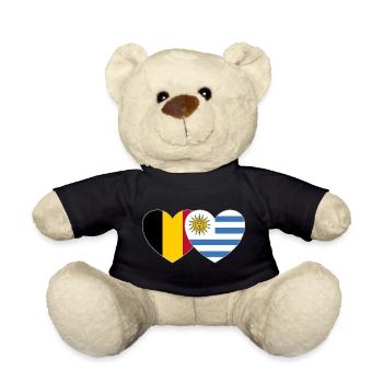 Belgium Uruguay Flag Heart - Teddy Bear - black - Front