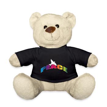 Peace with Dove Rainbow Colors - Teddy Bear - black - Front