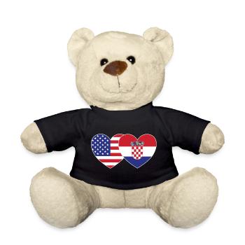 USA Croatia Flag Heart - Teddy Bear - black - Front