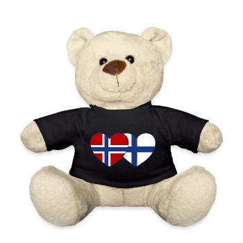 Norvège Finlande Flag Coeur - Nounours - noir - Devant