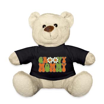 Retro Groovy Mommy Passende Familie Baby Shower - Teddy - Schwarz - Vorne