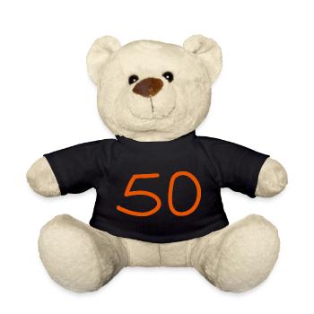 50.Geburtstag fünfzig Zahl orangen - Teddy - Schwarz - Vorne