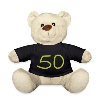 50.Geburtstag fünfzig Zahl grün - Teddy - Schwarz - Vorne
