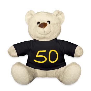 50th birthday fifty yellow number - Teddy Bear - black - Front
