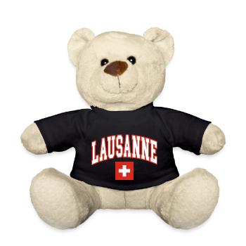 Lausanne schweiz flagge - Teddy - Schwarz - Vorne