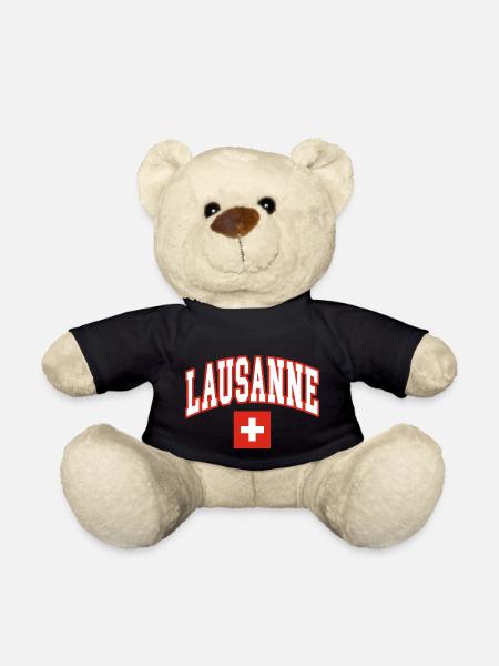 Lausanne schweiz flagge - Teddy - Schwarz