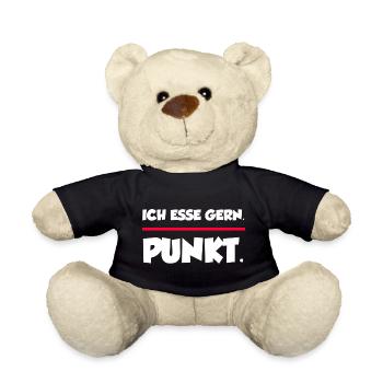 Ich esse gern. Punkt. | Lustiger Spruchshirt - Teddy - Schwarz - Vorne