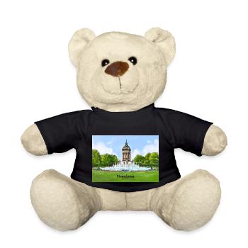 Wasserturm Mannheim Aquarell - Teddy - Schwarz - Vorne