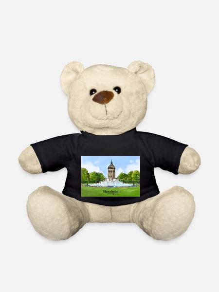 Wasserturm Mannheim Aquarell - Teddy - Schwarz