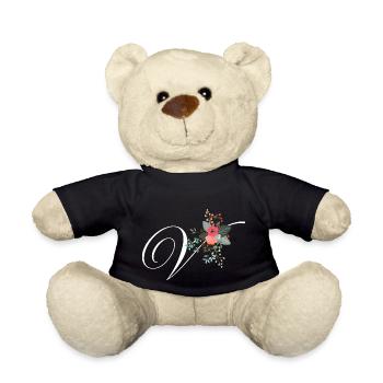 Buchstabe v Blumen - Teddy - Schwarz - Vorne