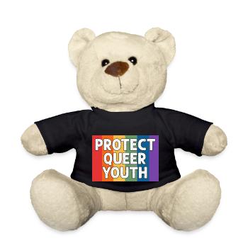Protect Queer Youth Rainbow LGBT Rights Pride - Teddy Bear - black - Front