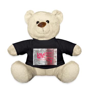 LOVE painted on rusty panel - Teddy Bear - black - Front