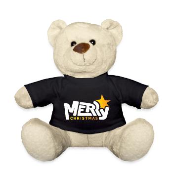 merry christmas font font graffiti star xmas - Teddy Bear - black - Front