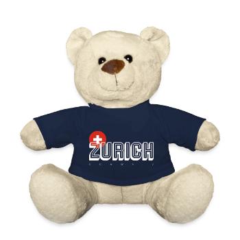 Zurich Wordmark with Swiss Crest - Teddy Bear - french navy - Front