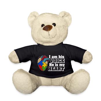 I'm His Voice He's My Heart Autism - Teddy Bear - black - Front