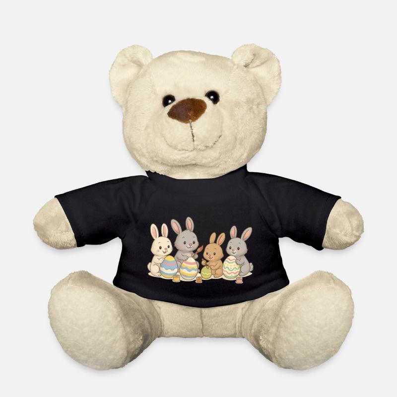 Les amis lapins peignent des œufs de Pâques - Sweet Easter design - Nounours - noir