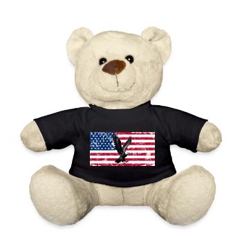 Liberty Eagle over US flag - Teddy Bear - black - Front