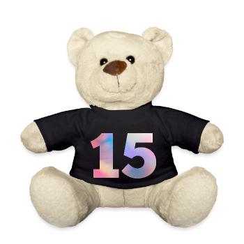 Bunte Zahl 15 - Teddy - Schwarz - Vorne