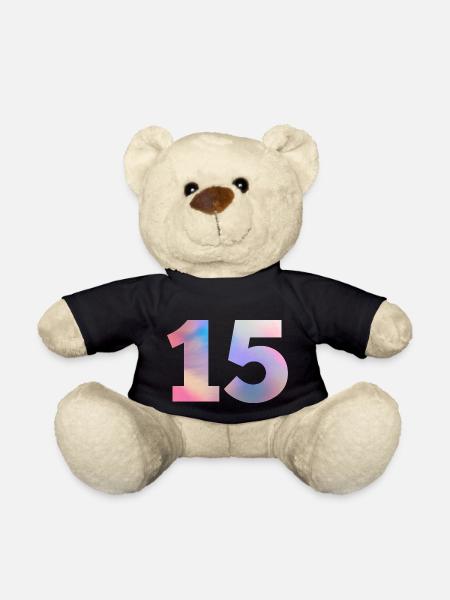 Colorful Number 15 - Teddy Bear - black
