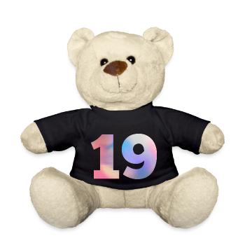 Colorful Number 19 - Teddy Bear - black - Front