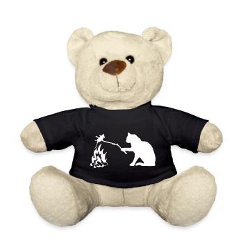 Silent Observer Cat by Campfire - Teddy Bear - black - Front