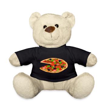 Pizza essen - Teddy - Schwarz - Vorne
