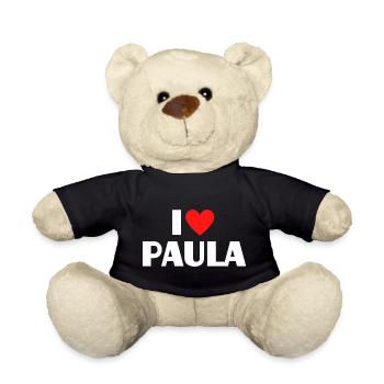 Ich liebe Paula rotes Herz Retro Statement  - Teddy - Schwarz - Vorne